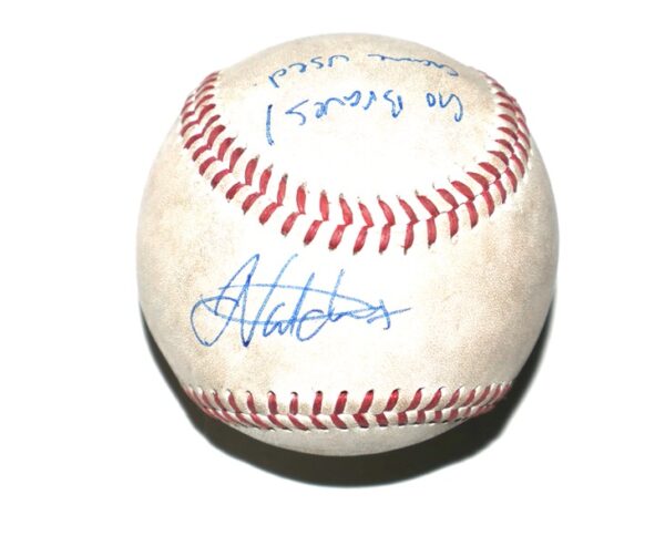 Javier Valdes Signed & Inscribed Go Braves! Game Used Official Minor League Baseball