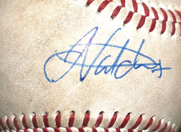 Javier Valdes Signed & Inscribed Go Braves! Game Used Official Minor League Baseball