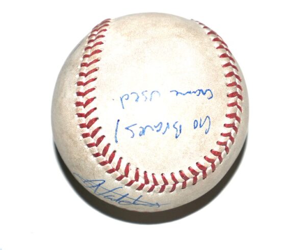 Javier Valdes Signed & Inscribed Go Braves! Game Used Official Minor League Baseball