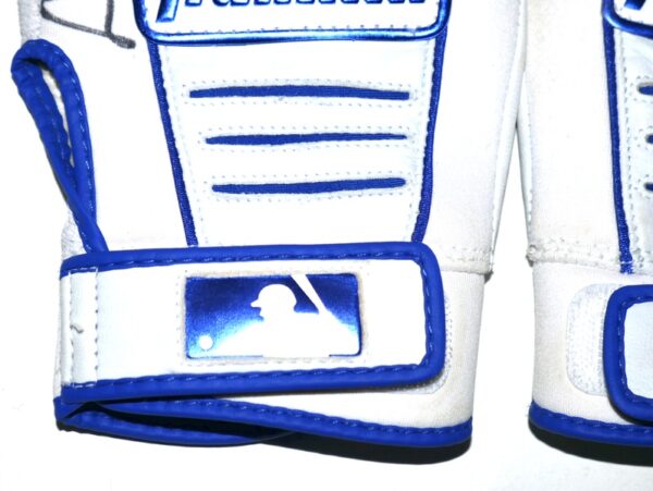 Logan Davidson 2024 Tigres del Licey Game Worn & Signed White & Blue Franklin Batting Gloves