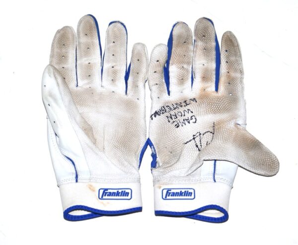 Logan Davidson 2024 Tigres del Licey Game Worn & Signed White & Blue Franklin Batting Gloves