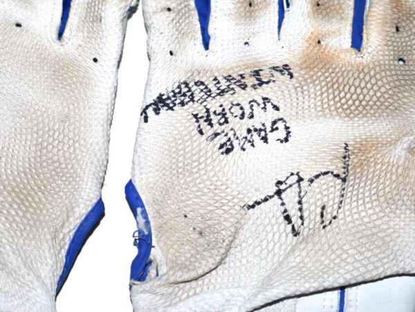 Logan Davidson 2024 Tigres del Licey Game Worn & Signed White & Blue Franklin Batting Gloves