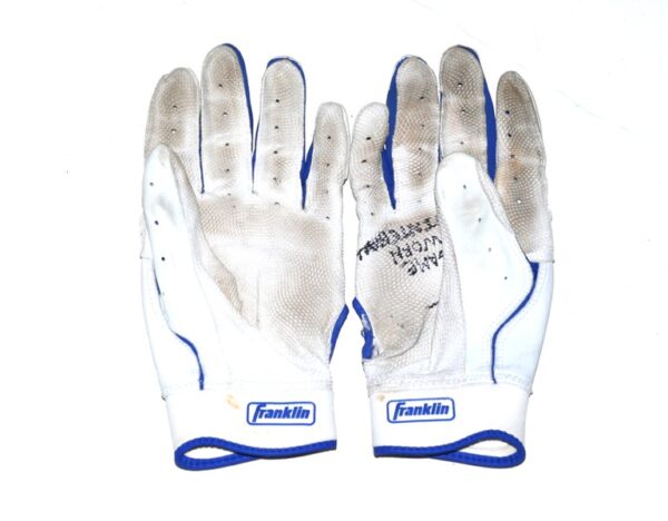 Logan Davidson 2024 Tigres del Licey Game Worn & Signed White & Blue Franklin Batting Gloves