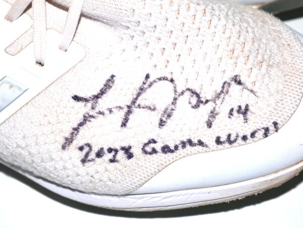 Logan O’Hoppe 2023 Los Angeles Angels #14 Game Worn & Signed White & Silver Adidas Ultraboost Cleats