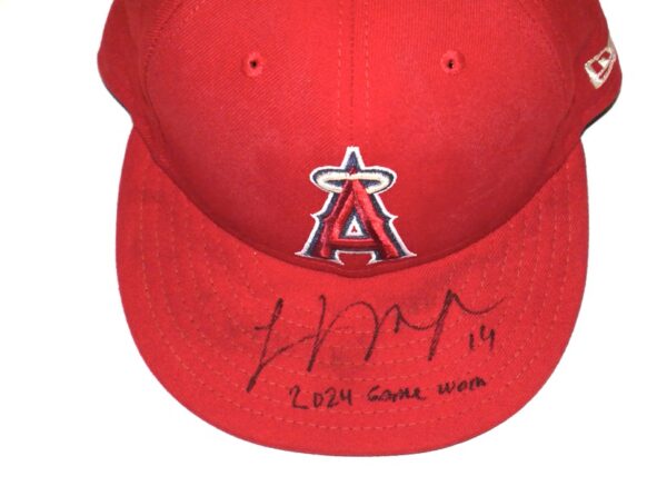 Logan O’Hoppe 2024 Game Worn & Signed Official Los Angeles Angels “14 O’HOPPE” New Era 59FIFTY Hat