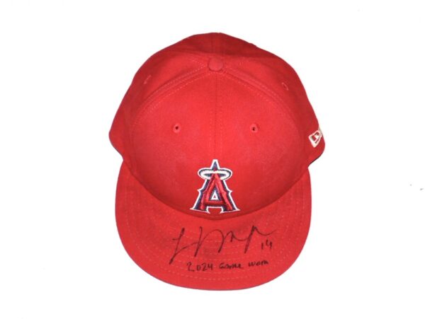 Logan O’Hoppe 2024 Game Worn & Signed Official Los Angeles Angels “14 O’HOPPE” New Era 59FIFTY Hat