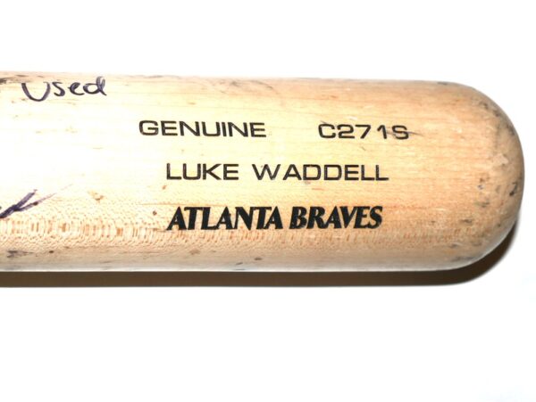 Luke Waddell 2024 Gwinnett Stripers Game Used & Signed Louisville Slugger C271S Baseball Bat - CRACKED