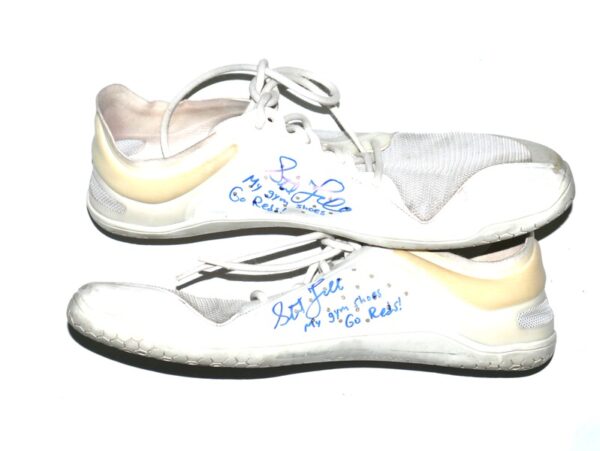 Stuart Fairchild 2024 Cincinnati Reds #17 Training Worn & Signed My Gym Shoes White Vivobarefoot Shoes