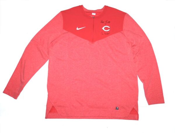 Stuart Fairchild 2024 Player Issued & Signed Official Cincinnati Reds FAIRCHILD 17 Nike Authentic Collection Game Time Performance Half-Zip Top