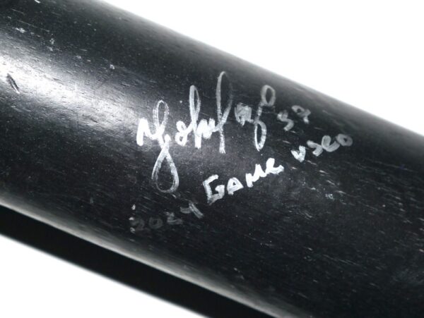 Yohel Pozo 2024 Las Vegas Aviators Game Used & Signed Overfly Pro Elite Birch Baseball Bat - CRACKED