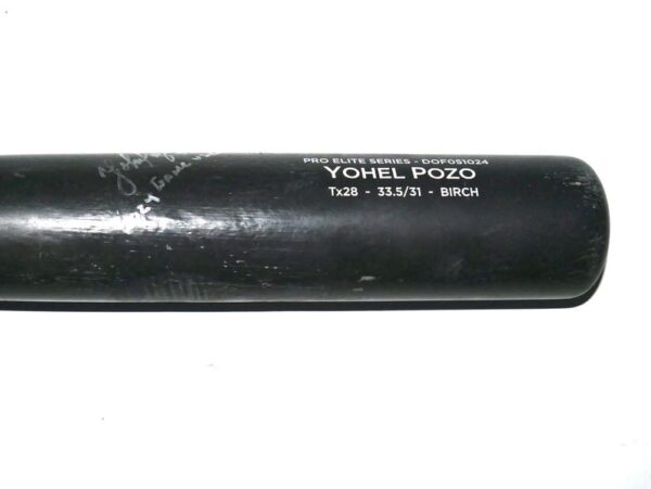 Yohel Pozo 2024 Las Vegas Aviators Game Used & Signed Overfly Pro Elite Birch Baseball Bat - CRACKED