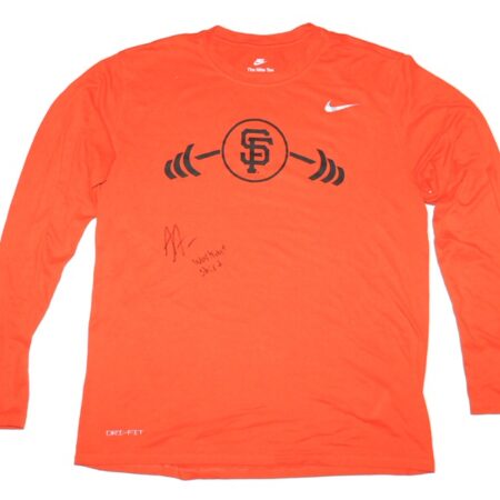 Armando Alvarez Practice Worn & Signed Official San Francisco Giants DOMINATE Long Sleeve Nike Dri-Fit Shirt