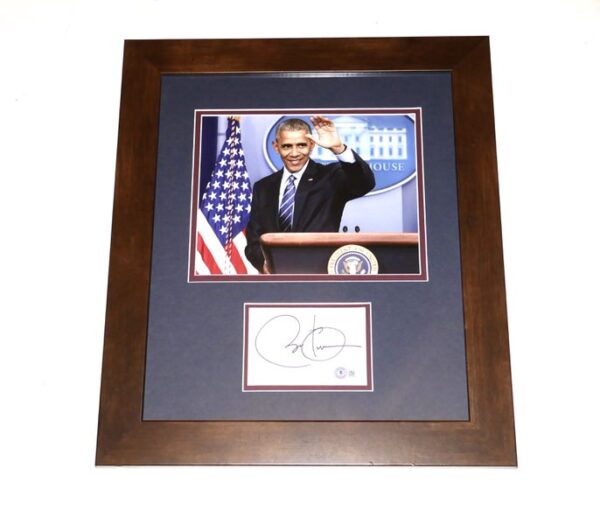 Barack Obama 44th President of the United States Autographed Signed Custom Framed Display - Measures 18.5 x 18.5 - Beckett LOA