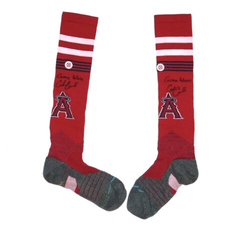 Coleman Crow 2023 Game Worn & Signed Official Los Angeles Angels Stance MLB Socks