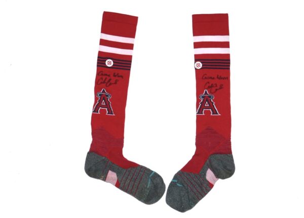 Coleman Crow 2023 Game Worn & Signed Official Los Angeles Angels Stance MLB Socks