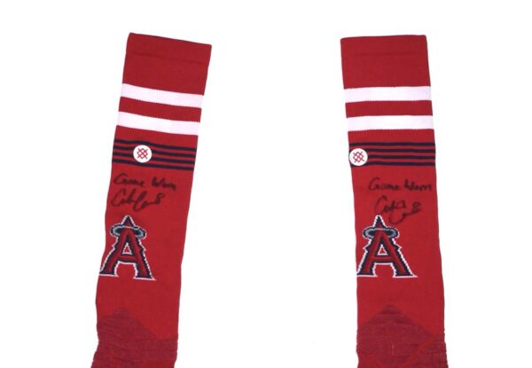 Coleman Crow 2023 Game Worn & Signed Official Los Angeles Angels Stance MLB Socks