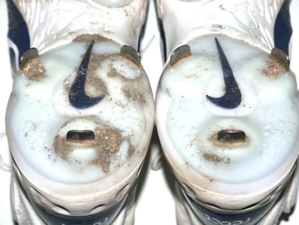 Coleman Crow 2024 Milwaukee Brewers Practice Worn & Signed White & Blue Nike Alpha Huarache Baseball Cleats