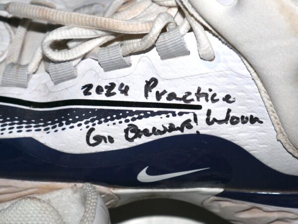 Coleman Crow 2024 Milwaukee Brewers Practice Worn & Signed White & Blue Nike Alpha Huarache Baseball Cleats