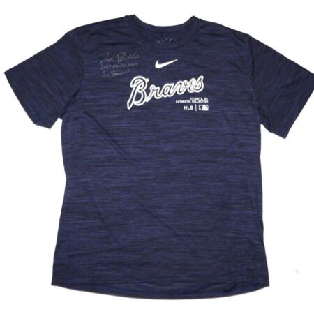 Drake Baldwin 2024 Practice Worn & Signed Official Blue Atlanta Braves BALDWIN 81 Nike Dri-Fit XL Shirt