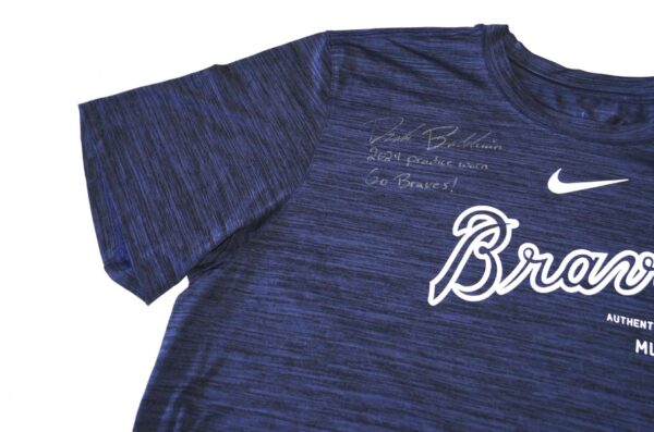 Drake Baldwin 2024 Practice Worn & Signed Official Blue Atlanta Braves BALDWIN 81 Nike Dri-Fit XL Shirt