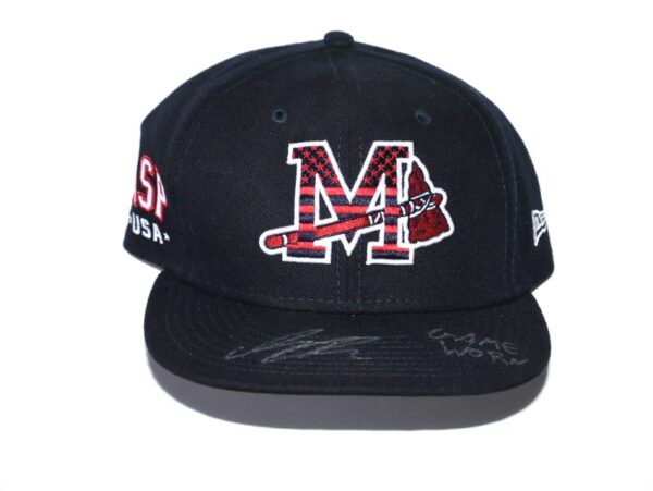 Indigo Diaz Game Worn & Signed Official Mississippi Braves Stars & Stripes New Era 59FIFTY Hat