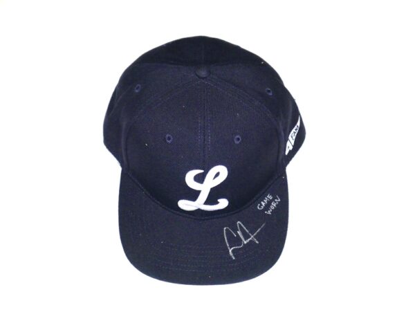 Logan Davidson 2024 Game Worn & Signed Official Navy Tigres del Licey 4FANS Hat - Worn In Winter Ball!