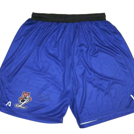 Logan Davidson 2024 Practice Worn & Signed Official Blue Tigres del Licey Shorts - Worn in Winter Ball!