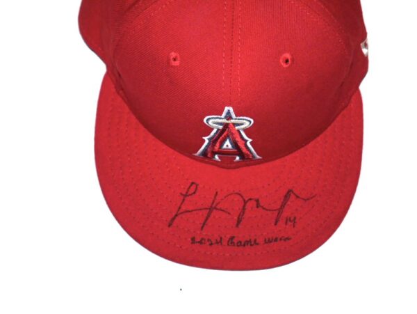 Logan O’Hoppe 2024 Game Worn & Signed Official Los Angeles Angels “14 O’HOPPE” New Era 59FIFTY Hat