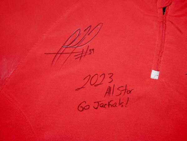 Rusber Estrada Batting Practice Worn & Signed Official New Jersey Jackals Russell Quarter Zip Pullover