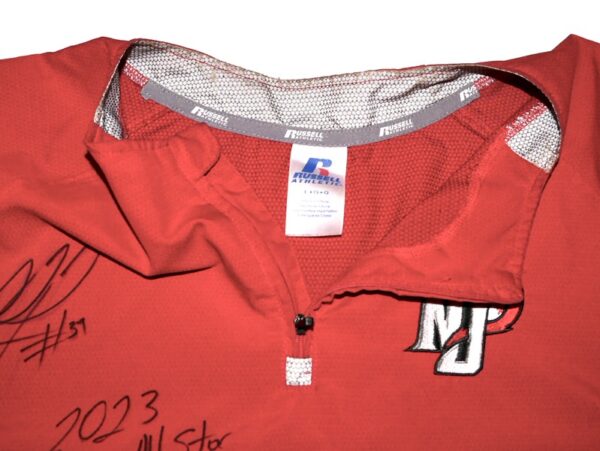 Rusber Estrada Batting Practice Worn & Signed Official New Jersey Jackals Russell Quarter Zip Pullover