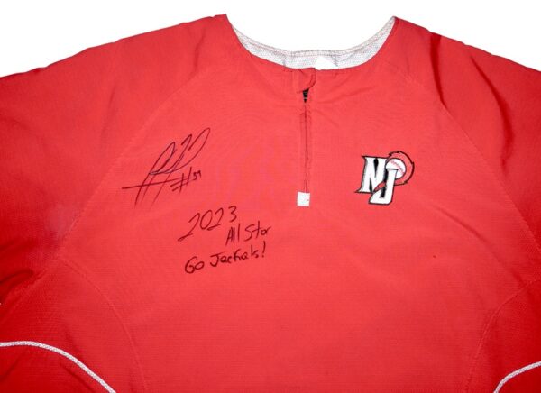 Rusber Estrada Batting Practice Worn & Signed Official New Jersey Jackals Russell Quarter Zip Pullover