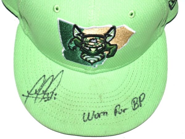 Rusber Estrada Team Issued & Signed Official Augusta GreenJackets New Era 59FIFTY Hat - Worn for Batting Practice!