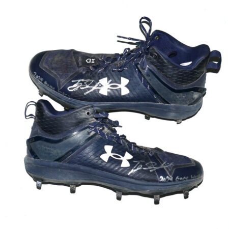 TJ Rumfield 2024 Scranton Wilkes-Barre RailRiders Game Worn & Signed Blue & Silver Under Armour Baseball Cleats