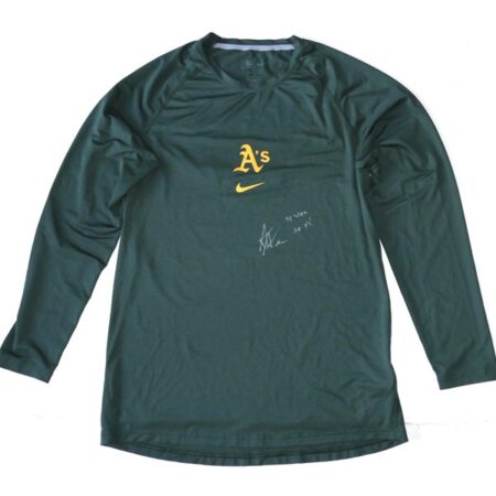 Armando Alvarez 2024 Practice Worn & Signed Official Oakland Athletics Long Sleeve Nike Shirt - Worn for BP!!!!