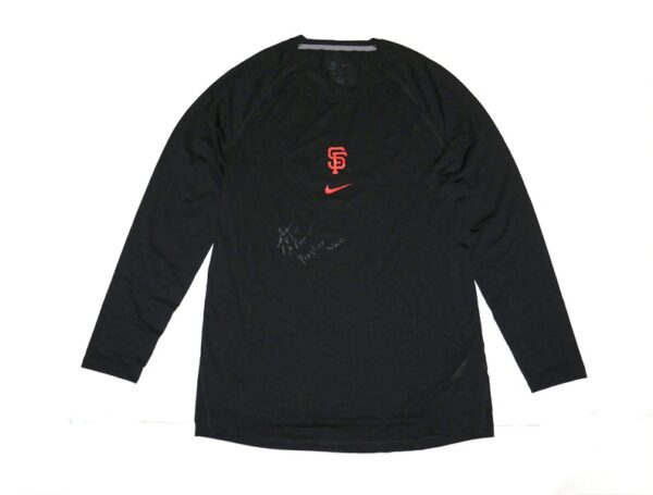 Armando Alvarez Practice Worn & Signed Official San Francisco Giants Long Sleeve Nike Dri-Fit Shirt - Worn during Spring Training!