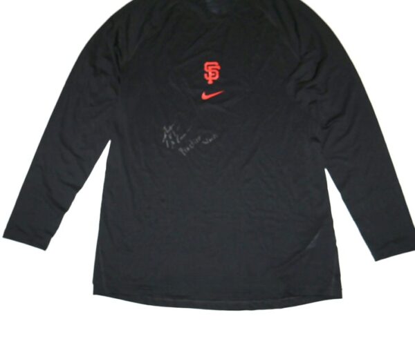 Armando Alvarez Practice Worn & Signed Official San Francisco Giants Long Sleeve Nike Dri-Fit Shirt - Worn during Spring Training!