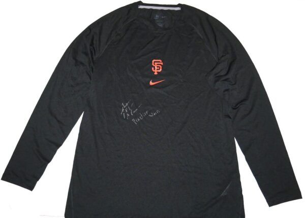 Armando Alvarez Practice Worn & Signed Official San Francisco Giants Long Sleeve Nike Dri-Fit Shirt - Worn during Spring Training!