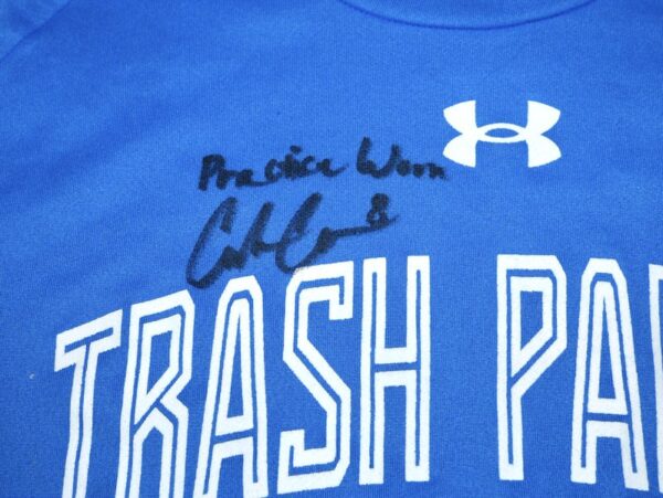 Coleman Crow Practice Worn & Signed Official Blue Rocket City Trash Pandas Baseball Under Armour Shirt