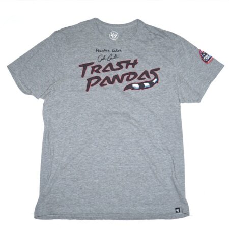 Coleman Crow Practice Worn & Signed Official Grey Rocket City Trash Pandas '47 Shirt