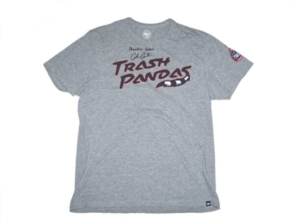 Coleman Crow Practice Worn & Signed Official Grey Rocket City Trash Pandas '47 Shirt