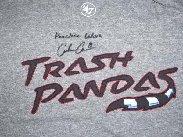 Coleman Crow Practice Worn & Signed Official Grey Rocket City Trash Pandas '47 Shirt