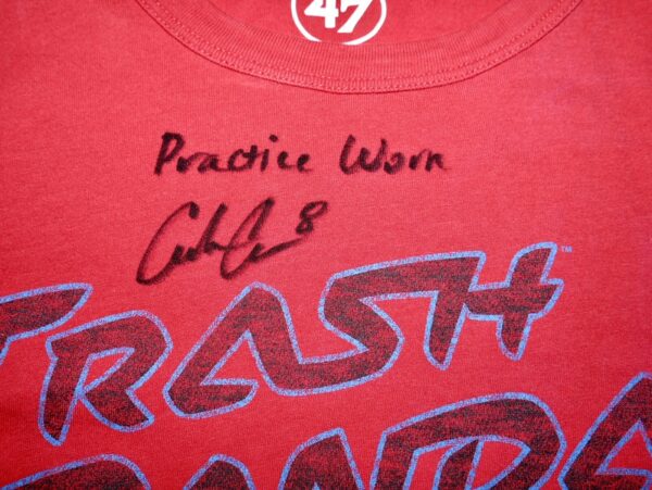 Coleman Crow Practice Worn & Signed Official Red & Blue Rocket City Trash Pandas '47 Shirt