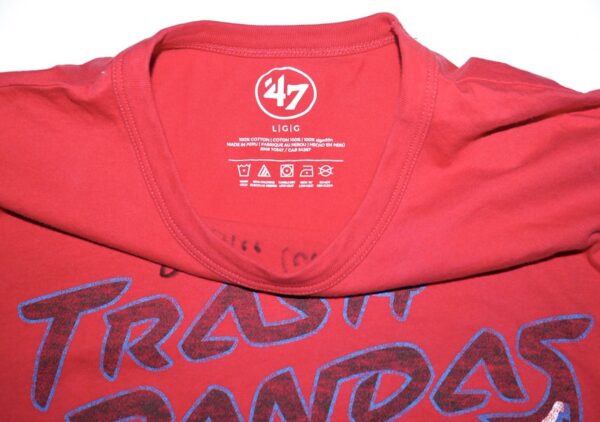 Coleman Crow Practice Worn & Signed Official Red & Blue Rocket City Trash Pandas '47 Shirt