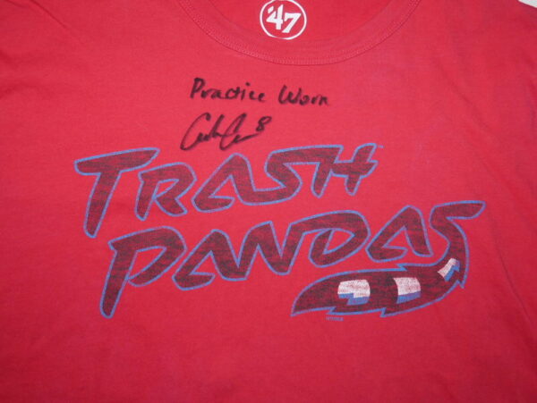 Coleman Crow Practice Worn & Signed Official Red & Blue Rocket City Trash Pandas '47 Shirt