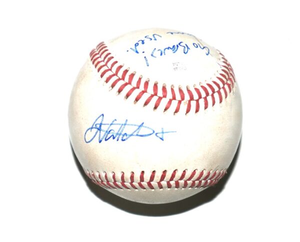 Javier Valdes Mississippi Braves Signed Go Braves! Game Used Official Minor League Baseball