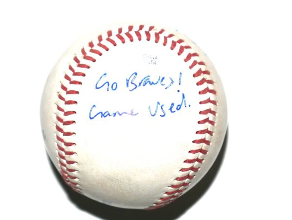 Javier Valdes Mississippi Braves Signed Go Braves! Game Used Official Minor League Baseball