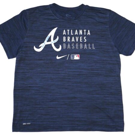 Landon Stephens Practice Worn & Signed Official Atlanta Braves Baseball Nike Dri-Fit XL Shirt