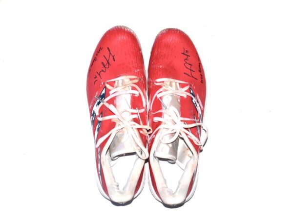 Logan O’Hoppe 2024 Los Angeles Angels Game Worn & Signed Custom Adidas Adizero Palm Trees #14 Baseball Cleats One of Kind, Hand-Painted by Lucia Footwear!