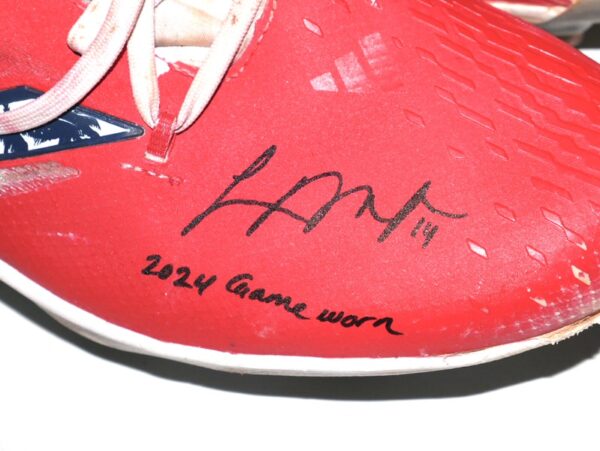 Logan O’Hoppe 2024 Los Angeles Angels Game Worn & Signed Custom Adidas Adizero Palm Trees #14 Baseball Cleats One of Kind, Hand-Painted by Lucia Footwear!