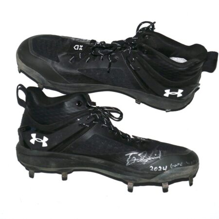 TJ Rumfield 2024 Scranton Wilkes-Barre RailRiders Game Worn & Signed Black & White Under Armour Baseball Cleats